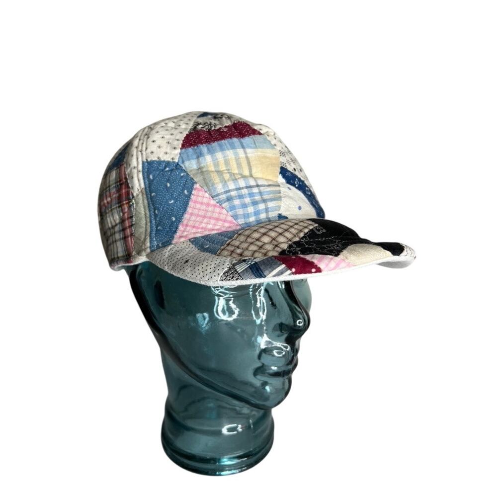 Vintage Reversible 1910 Indigo Quilt & Irish Linen Baseball Hat 2
